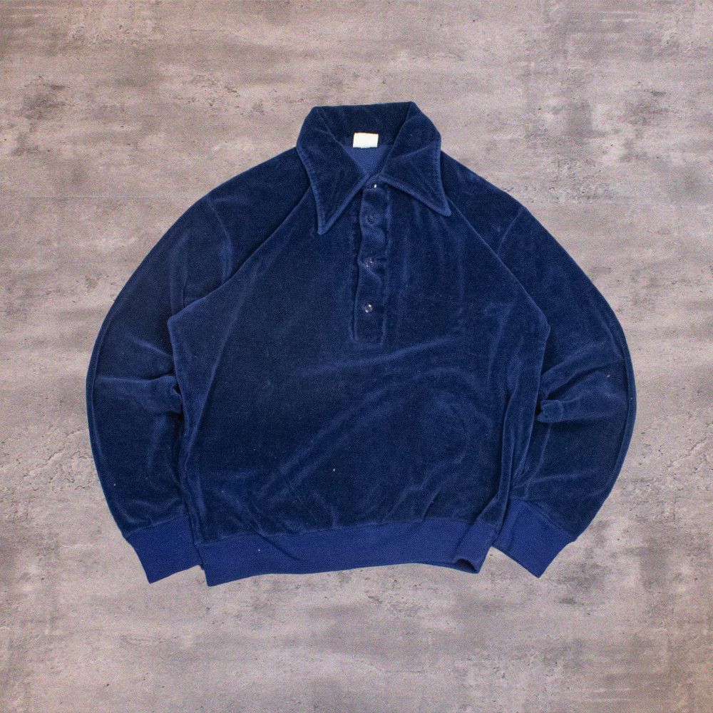 Japanese Brand Vintage VTG 1970's 70's Untex Valour Navy Blue Polo Sweater Size US S / EU 44-46 / 1 - 1 Thumbnail