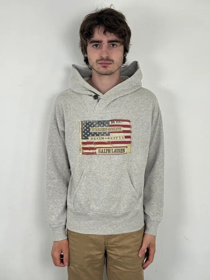 Polo Ralph Lauren 2010s Ralph Lauren Grey USA Flag Hoodie Sweater Size US S / EU 44-46 / 1 - 2 Thumbnail