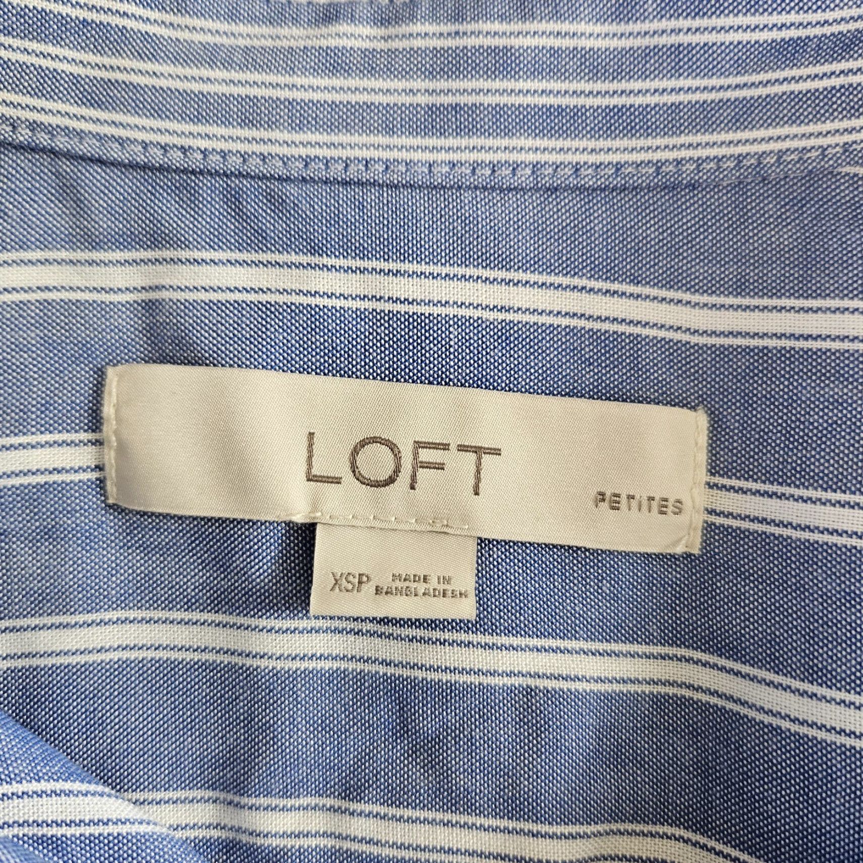Loft Ann Taylor LOFT Womens Button Up Top Sz XSP Blue White Stripe Long Sleeve Shirt Womens XS-PX Size XS / US 0-2 / IT 36-38 - 4 Thumbnail