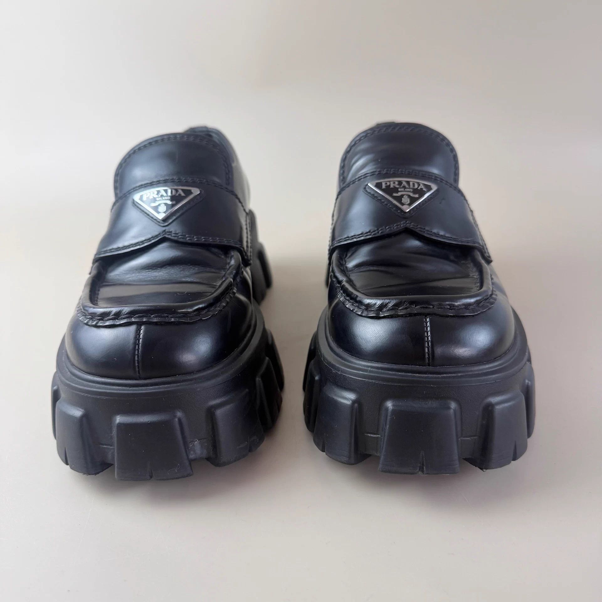 Prada Prada Black Triangle Logo Thick Sole Gear Shoes 39.5 95new Size US 8.5 / IT 38.5 - 2 Thumbnail