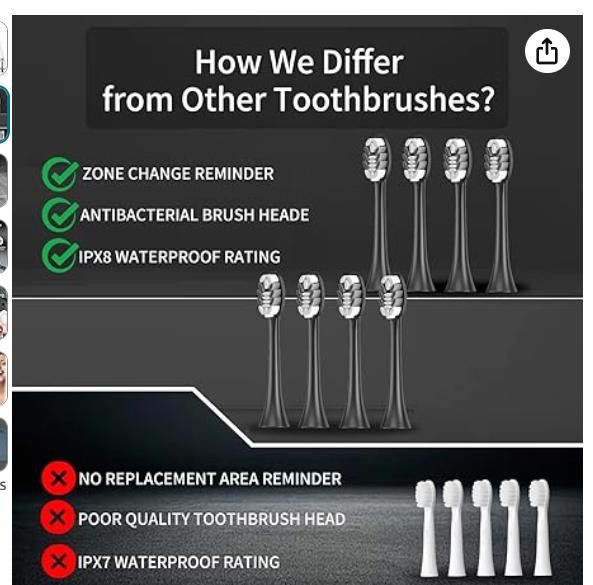 NBDN Nobrandedon Electric Toothbrush Set, 10 Heads, Travel case, 2-MinTimer Size ONE SIZE - 2 Thumbnail
