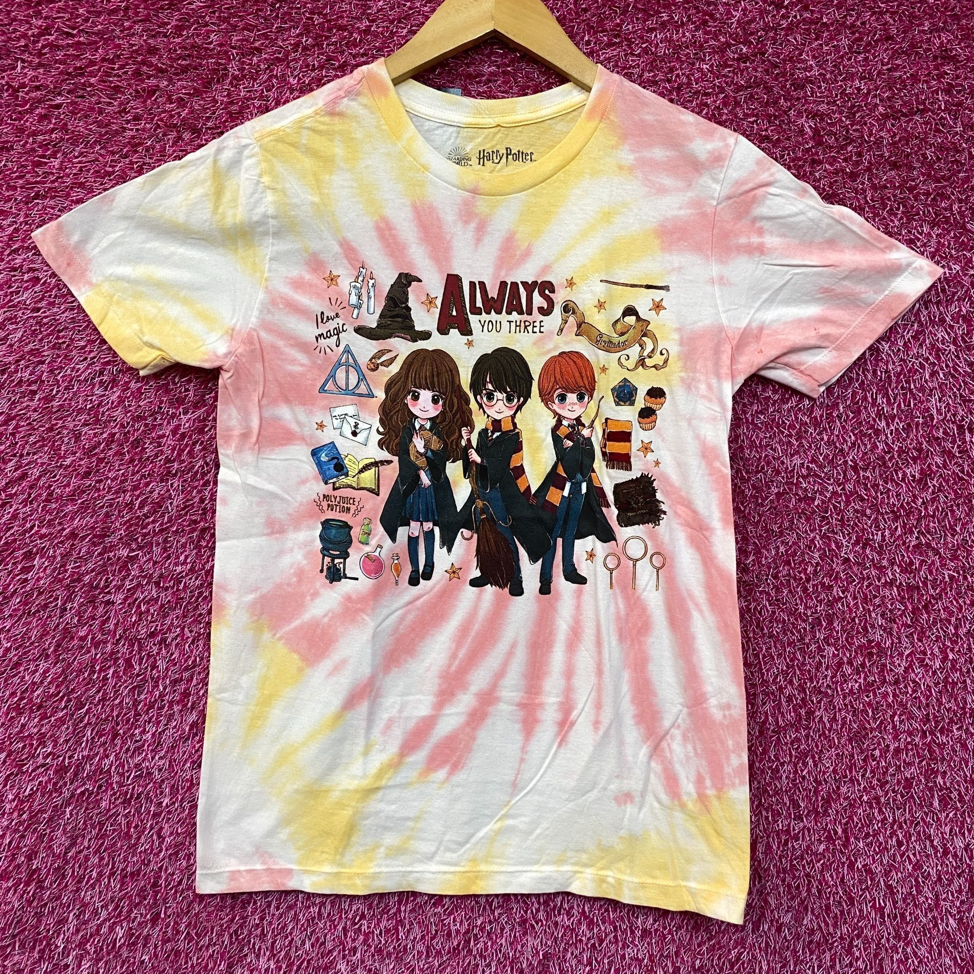 Warner Bros Harry Potter Chibi Hermoine, Ron, Harry tiedye T-shirt size Size US S / EU 44-46 / 1 - 1 Thumbnail