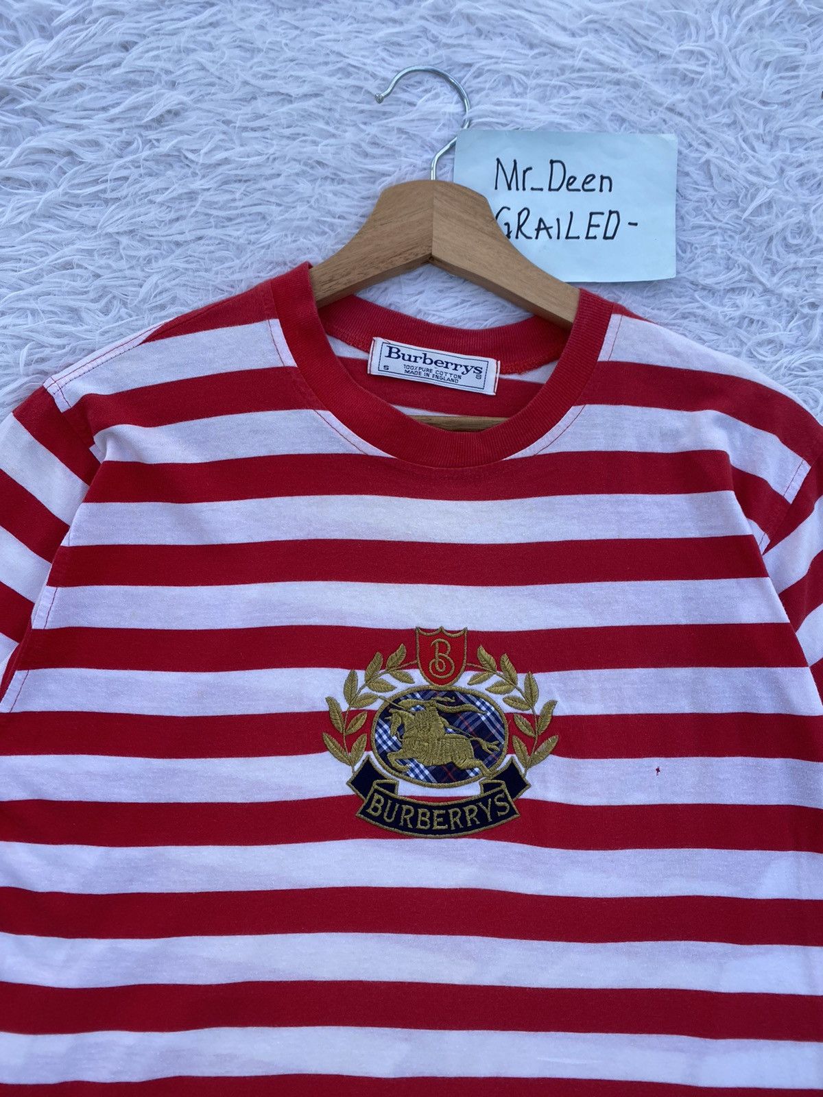 Burberry Rare Vintage Burberry Spellout Biglogo Stripes Tshirt Size US M / EU 48-50 / 2 - 7 Thumbnail