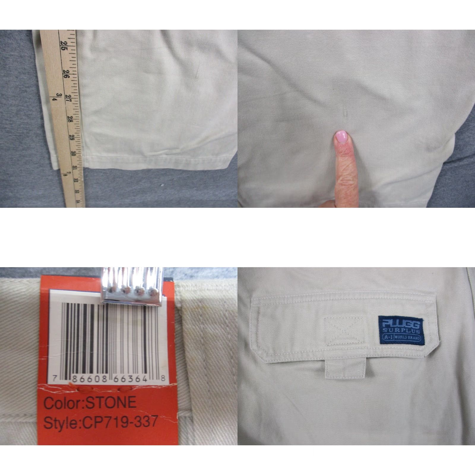 Vintage Plugg Jeans Cargo Pants Mens 34x32 Baggy Stone Beige NWT 90s Logo Cargo Pocket Relaxed Straight Pants Mens Size US 34 / EU 50 - 8 Thumbnail