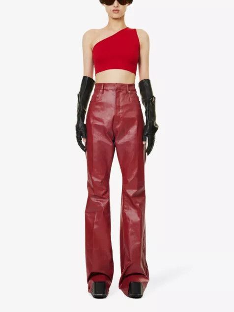 Rick Owens o1y0126 One-Shoulder Tank Top in Red Size L / US 10 / IT 46 - 2 Thumbnail