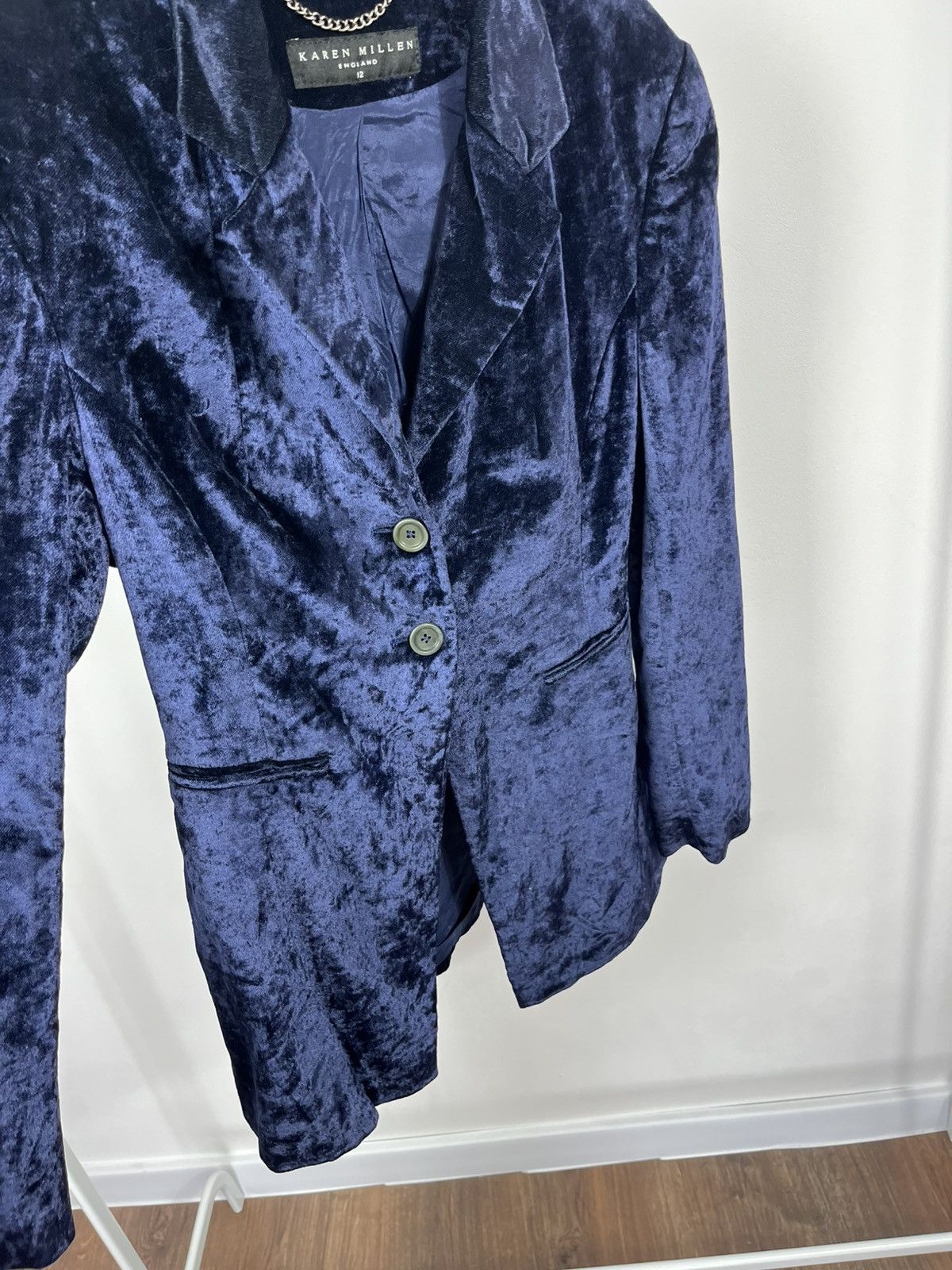 Karen Millen Karen Millen Navy Velvet Blazer Women Size 12 Elegant Jacket Size S / US 4 / IT 40 - 9 Thumbnail