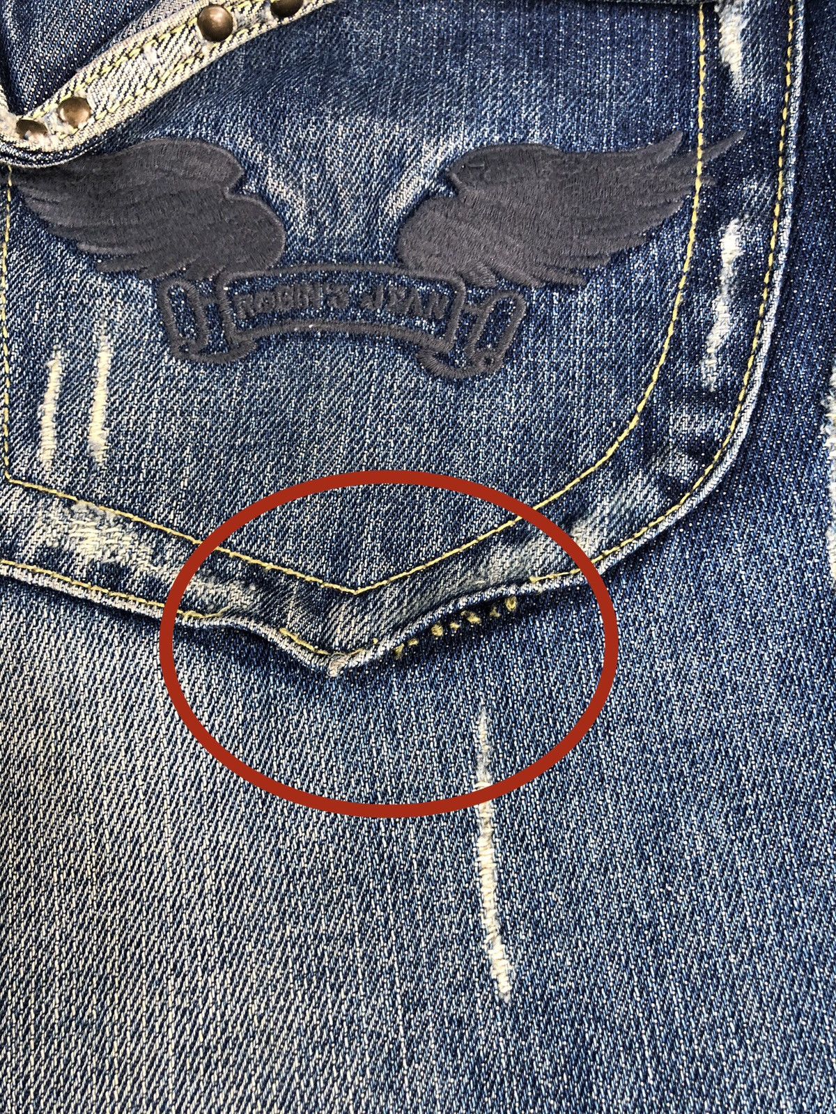 Robins Jeans Vintage Robin’s Embroidered Logo Distressed Jeans Size US 32 / EU 48 - 15 Thumbnail