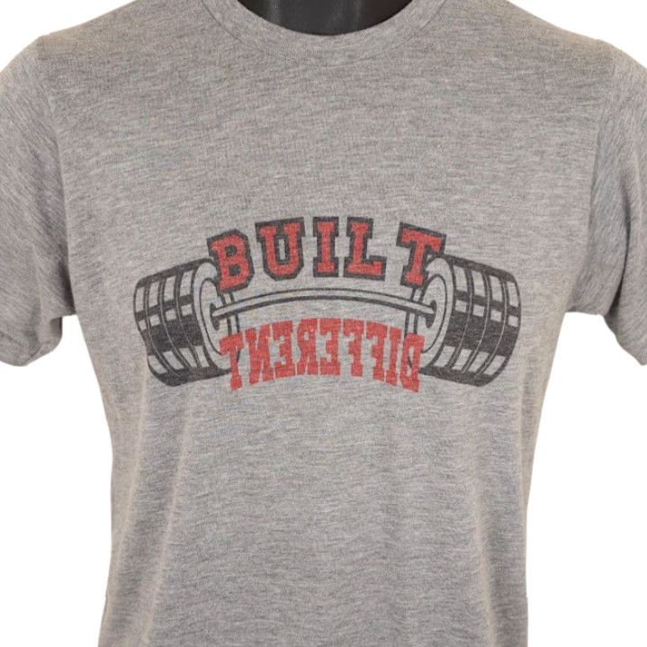 Tultex VINTAGE: No Bodybuilding Mens T Shirt Small Gray Built Different Gym Workout Tultex Cotton Blend Crew Neck Short Sleeve Size S Regular Mens Shirts Size US S / EU 44-46 / 1 - 2 Thumbnail