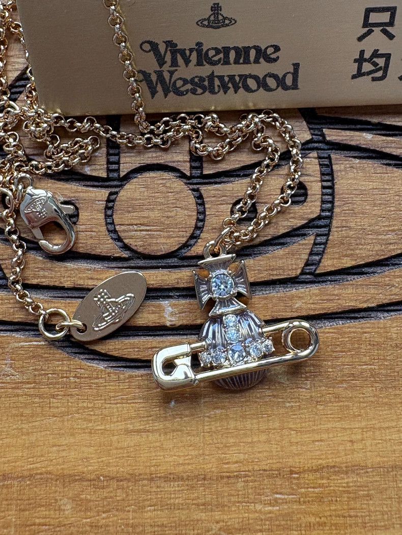 Vivienne Westwood Vivienne Westwood kitty gold enamel brooch necklace Size ONE SIZE - 3 Thumbnail