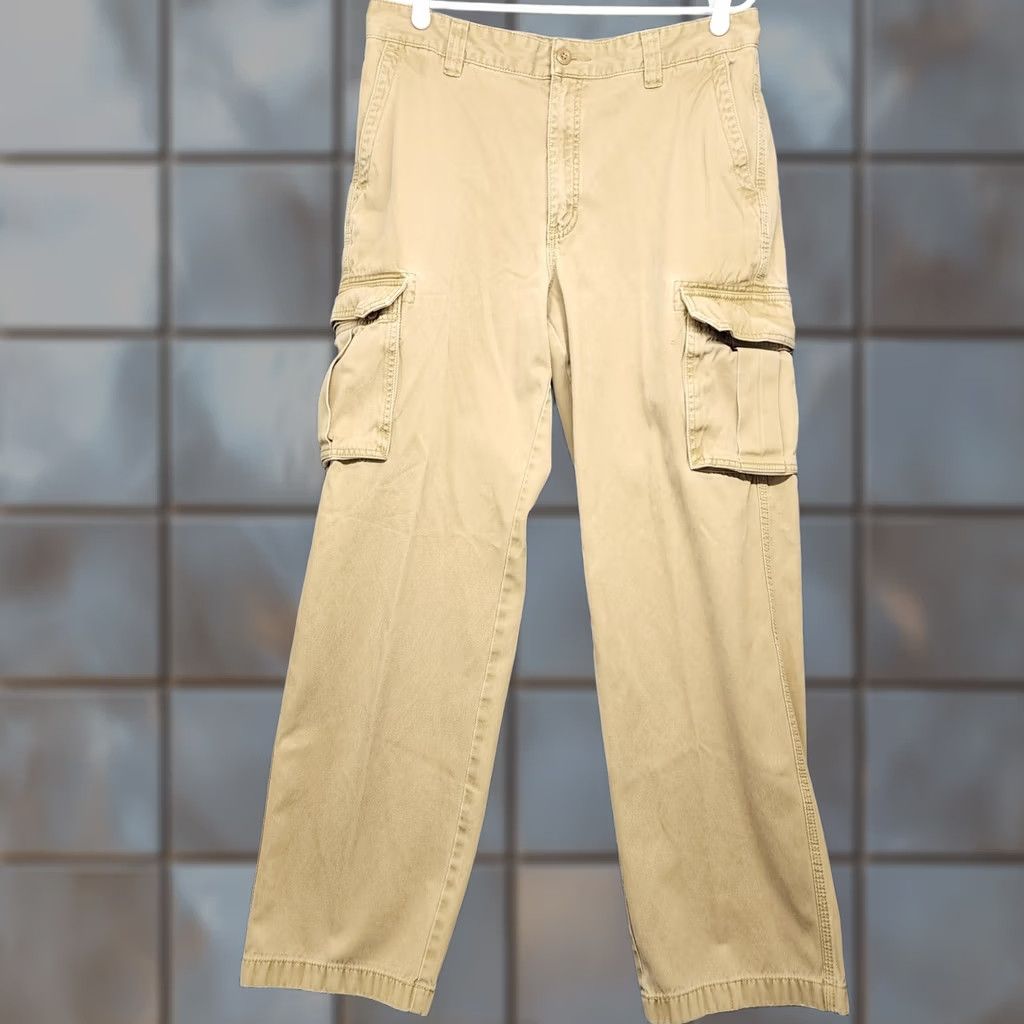 Vintage LL Bean Cargo Pants Mens 32x30 Khaki Beige Cotton Utility Pockets Cargo Pant Regular Waist 32 Inseam 30 Front Zip Button Pockets Vintage No Mens Size US 32 / EU 48 - 1 Thumbnail