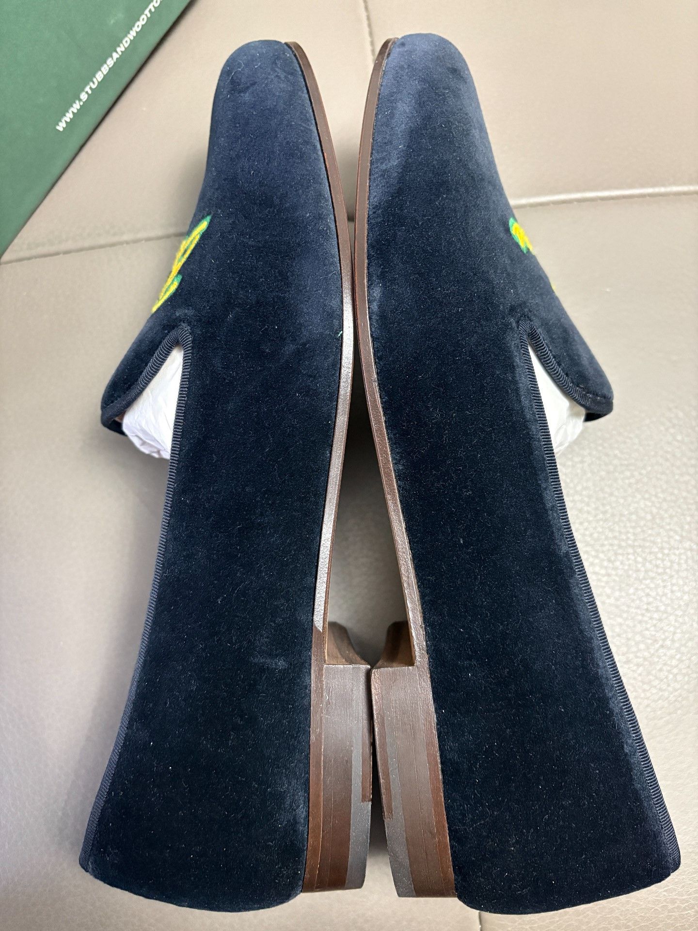 Stubbs & Wootton Velvet Embroidered Loafers in Blue, Men's (Size 11) — image 6 of 6