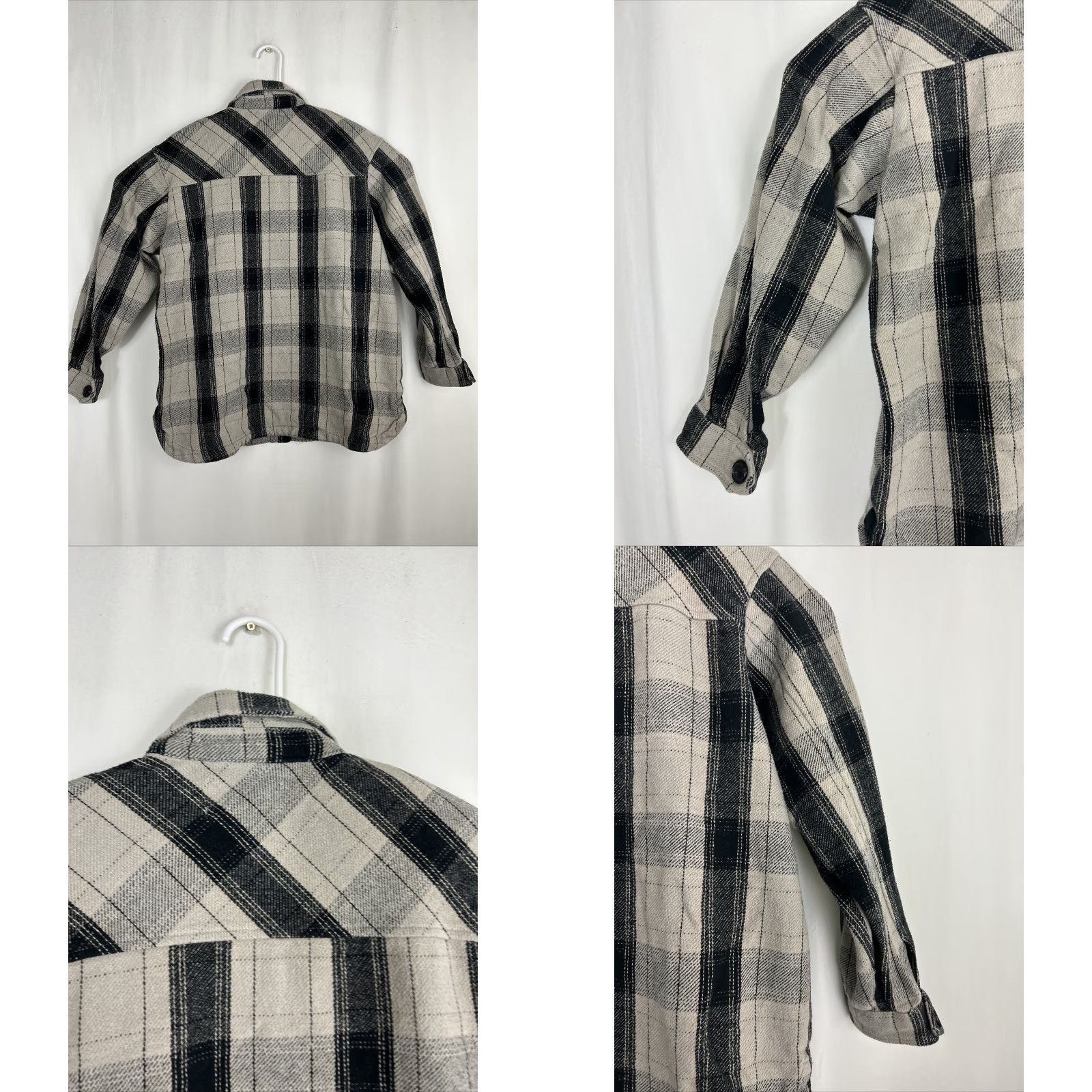 Lucky Brand Lucky Brand Women's Shirt Jacket Oversized Flannel Plaid Black Gray 100% Cotton Collared Button-Up Pockets Relaxed Size M - Gray - Vintage: No Size M / US 6-8 / IT 42-44 - 9 Thumbnail
