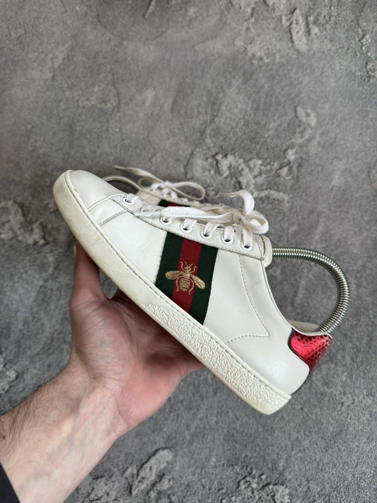Designer × Gucci Gucci 36size white ACE leather low top sneakers shoes 431942 Size US 6 / IT 36 - 4 Thumbnail