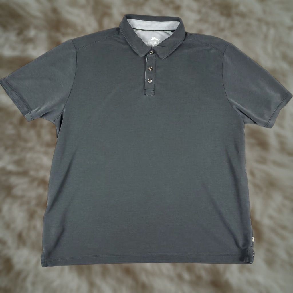 Tommy Bahama VINTAGE Tommy Bahama Polo Shirt Mens 2XL Gray Short Sleeve Shirt Adult 2XL Gray Polo Mens Classic American Preppy Logo Button Front Collared Shirt Size US XXL / EU 58 / 5 - 1 Thumbnail