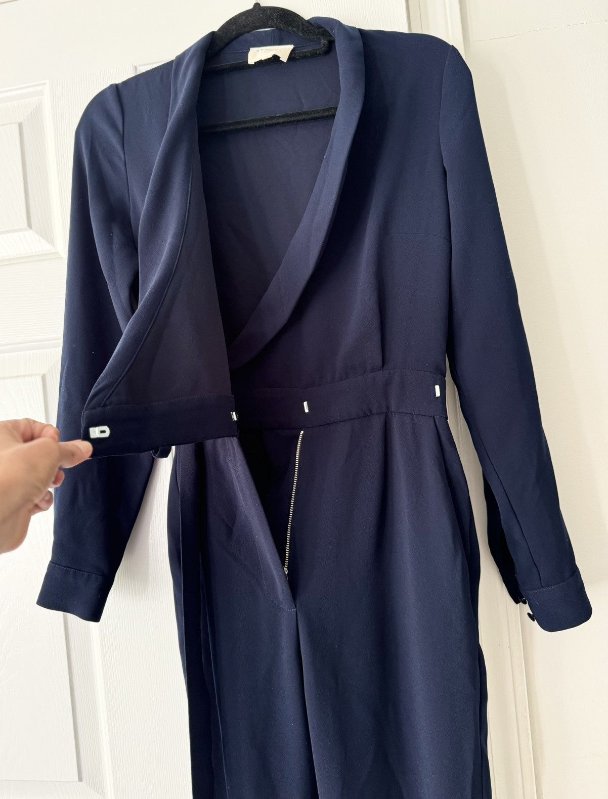 Sezane Sézane Heaven Long Sleeve Navy Jumpsuit, Size 34/US 2 Size 25" / US 0 / IT 36 - 7 Thumbnail
