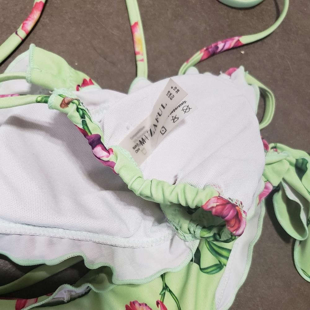 Designer Mint & Magenta Floral Zaful Bikini Set Size ONE SIZE - 3 Thumbnail