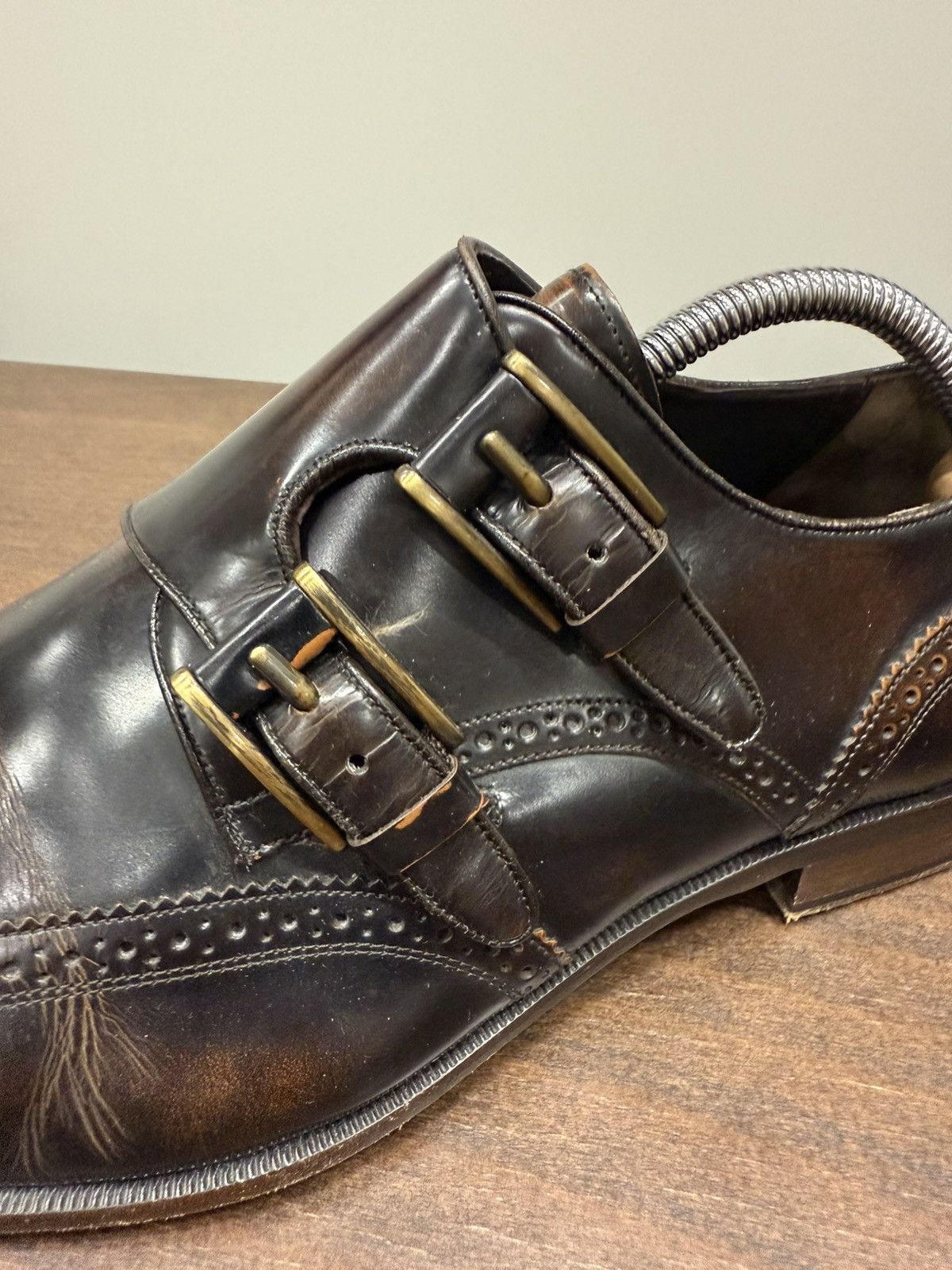 Bally Bally Brown Leather Monk Strap Brogue Shoes Size US 9 / EU 42 - 6 Thumbnail