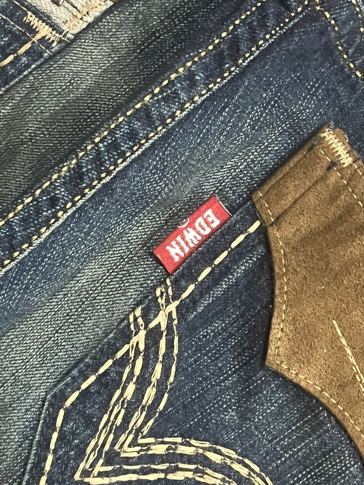 Kapital Kountry Edwin Exclusive Vintage Dark Blue Faded Sashiko Loose Jeans Size US 34 / EU 50 - 9 Thumbnail