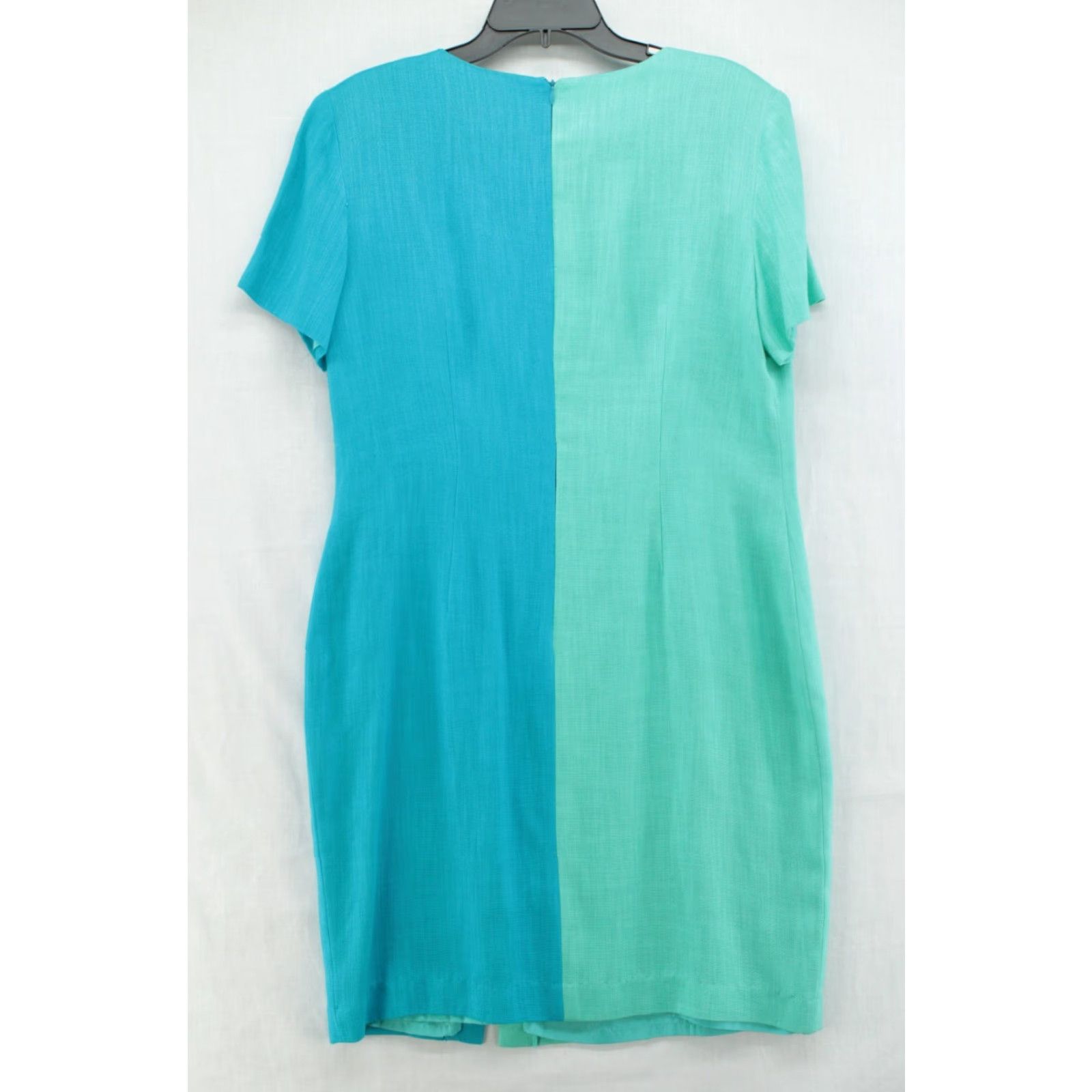Etro VTG Spenser Jeremy Dress Women Colorblock Short Sleeve Lined Midi 12 Old Money Bohemian Retro Green Blue Zipper Button Size 34" / US 12 / IT 48 - 4 Thumbnail