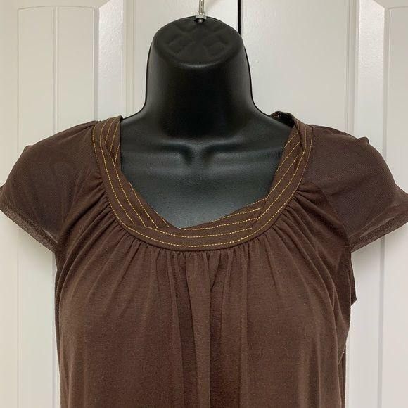 Other Brown and Gold Crew Neck Mesh Sleeve Flowy Top Size S / US 4 / IT 40 - 4 Thumbnail