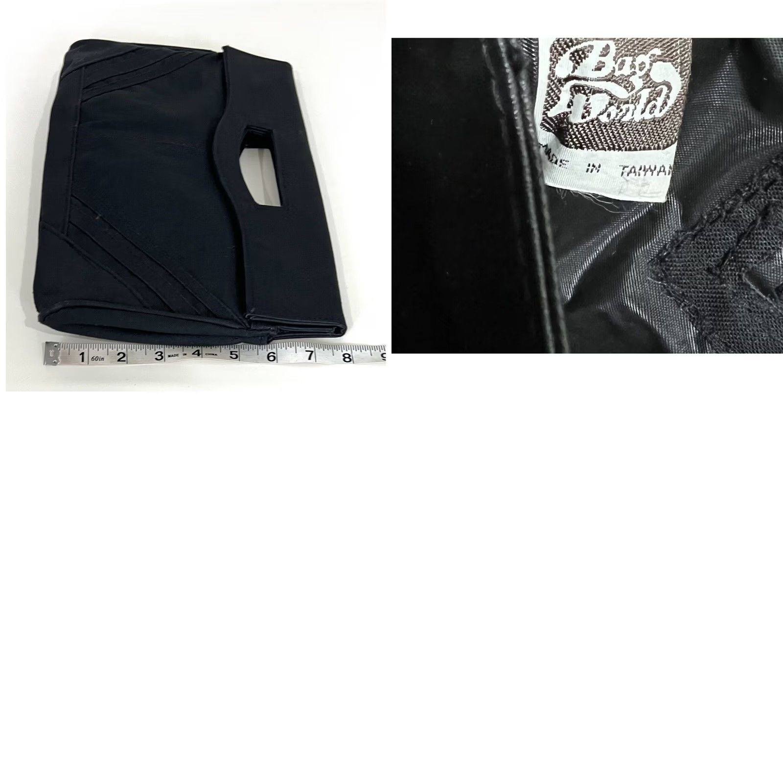 Vintage Bag World Vintage Purse Clutch Handbag Black Fabric Handle Women Solid Cotton Blend Exterior Black Lining Fabric Clutch Snap"} Size ONE SIZE - 9 Thumbnail