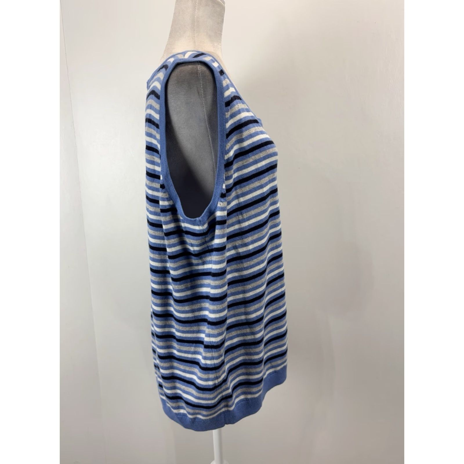 Talbots VINTAGE Talbots Plus Size Sleeveless Sweater Womens Knit Striped Pullover Casual Business 3X Size XXL / US 16-18 / IT 52-54 - 4 Thumbnail