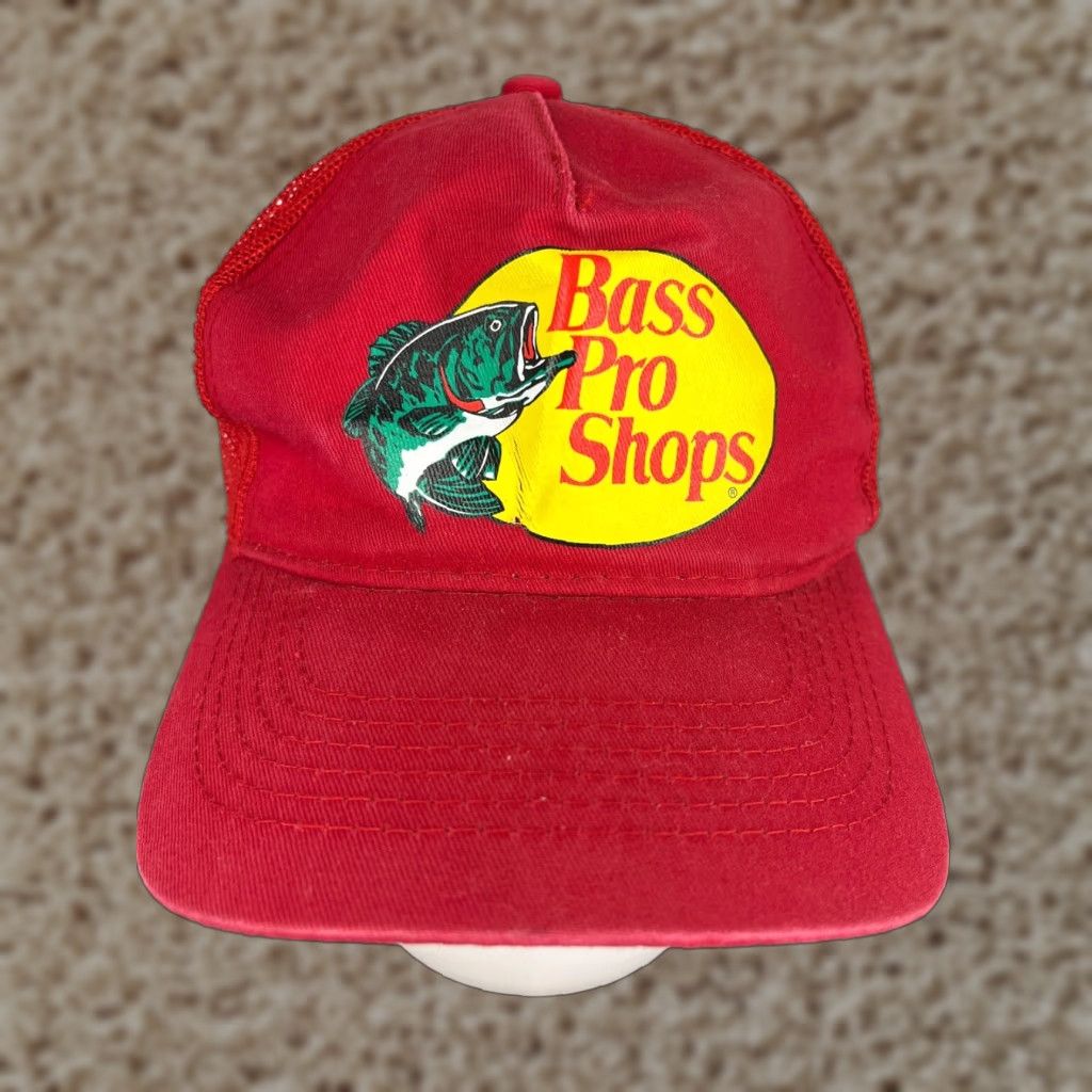 Bass Pro Shops Bass Pro Shops Hat Cap Snap Back Adult One Size Red Cotton Knit Logo Adjustable Mens Hat Size ONE SIZE - 1 Thumbnail