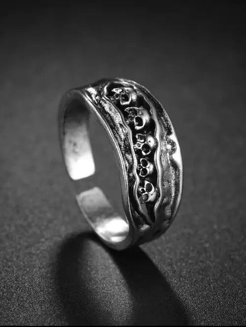 Jewelry × Vintage Gothic Black Skull Ring Size ONE SIZE - 4 Thumbnail