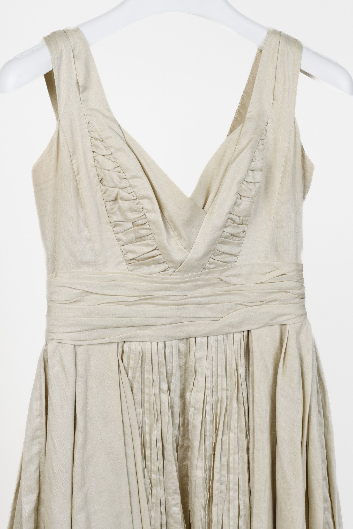 Prada Prada 2009 Gathered Khaki Cotton Dress Size M / US 6-8 / IT 42-44 - 3 Thumbnail