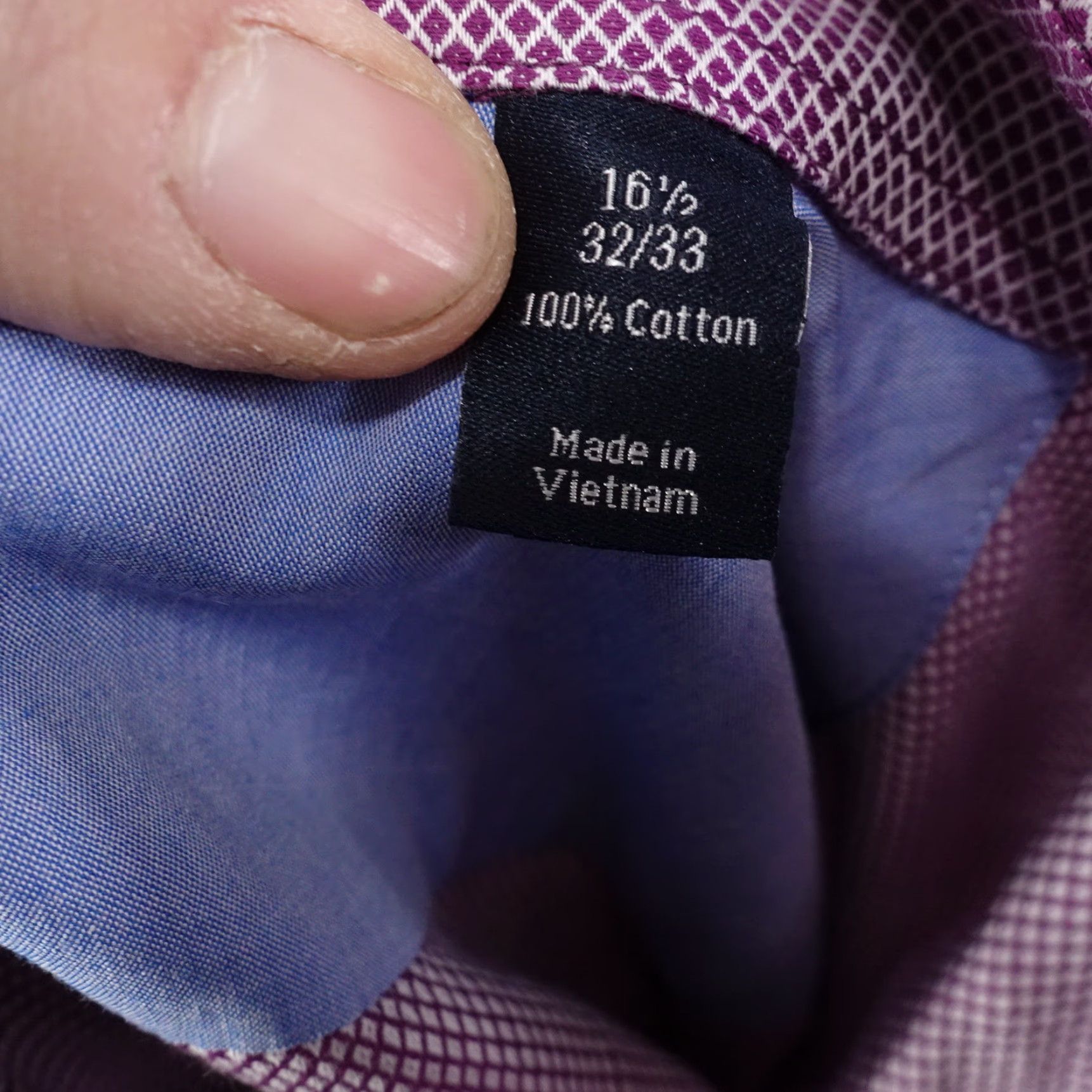 Vintage Vintage Penguin by Munsingwear Men's Slim Fit Dress Shirt Purple Check 16.5 Long Sleeve Size 42R - 7 Thumbnail