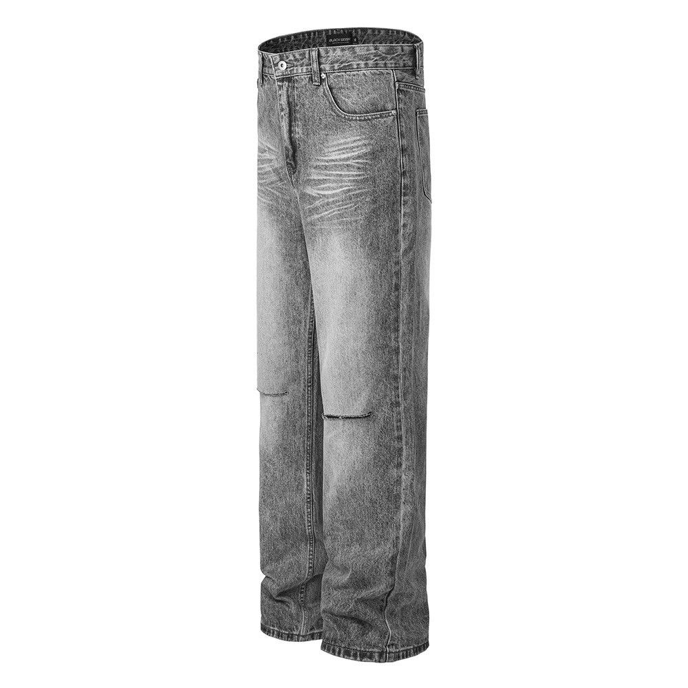 Vintage Men's washed distressed loose wide-leg ripped straight jeans Size US 32 / EU 48 - 2 Thumbnail
