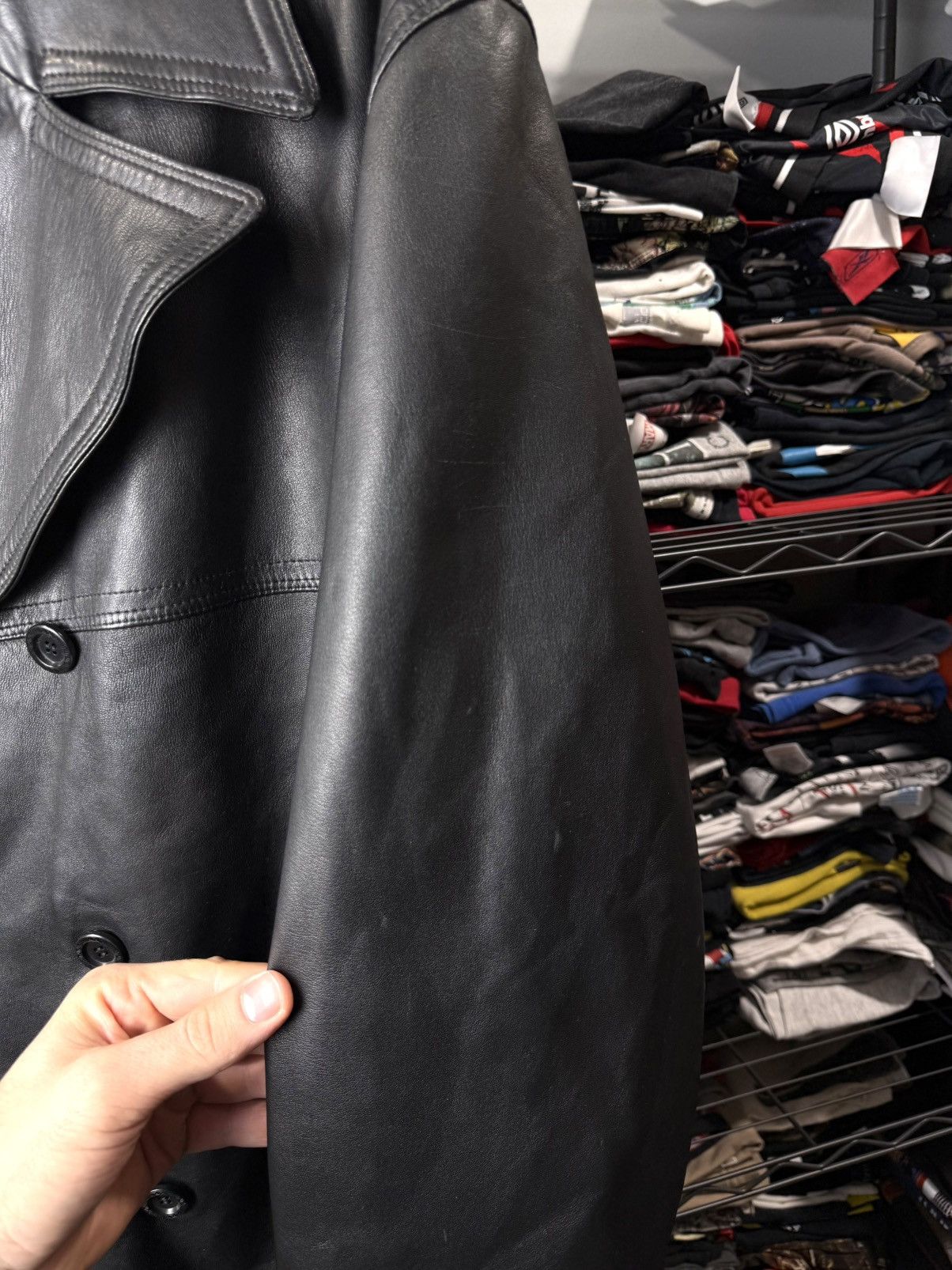 Versace Vintage Versace V2 Leather Jacket Cloak Trench Size US XL / EU 56 / 4 - 6 Thumbnail