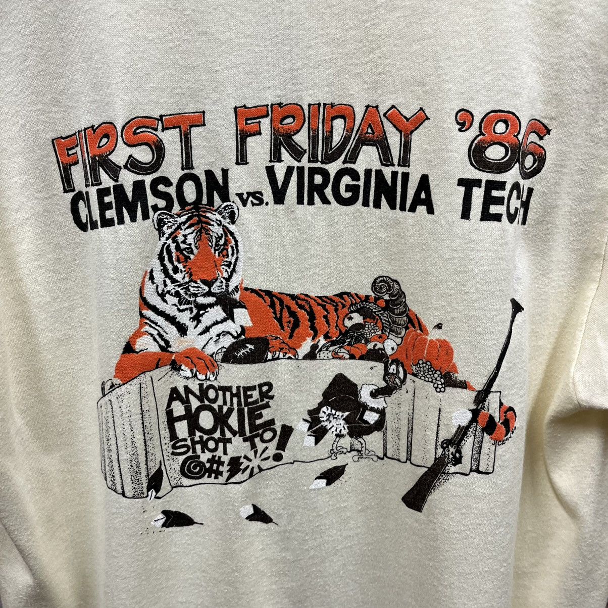 Vintage Vintage 1980s Clemson University Tigers 1986 First Friday Te Size US L / EU 52-54 / 3 - 2 Thumbnail