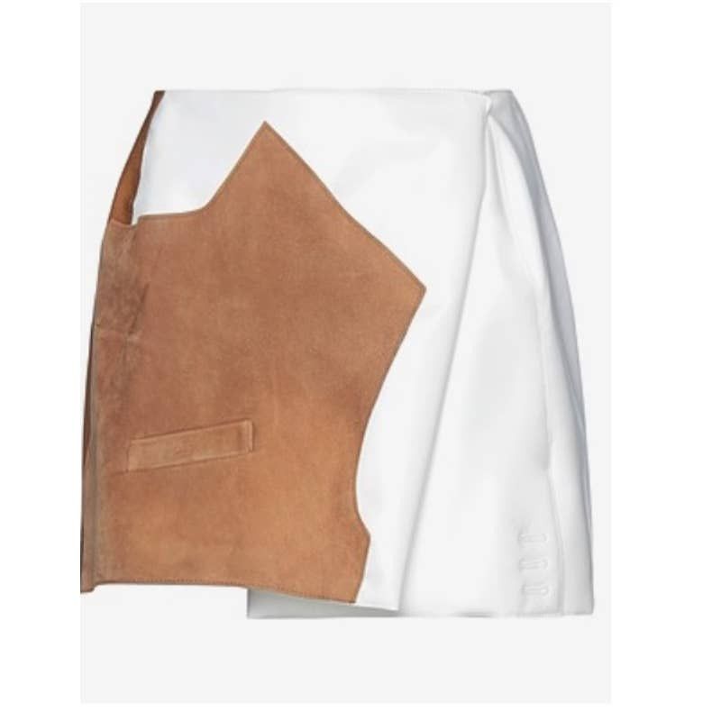 Marni Marni Tan Suede Asymmetrical Stitch Skirt (New) Size 27" / US 4 / IT 40 - 8 Thumbnail