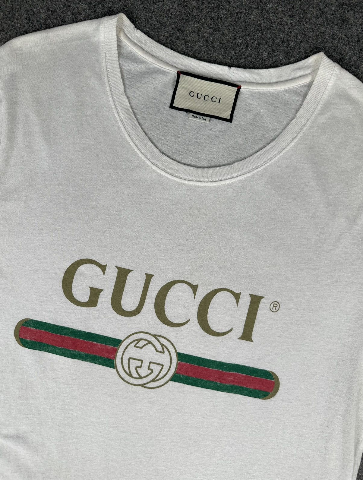 Gucci Gucci - Classic Logo Distressed - Short Sleeve Shirt - White Size US M / EU 48-50 / 2 - 4 Thumbnail
