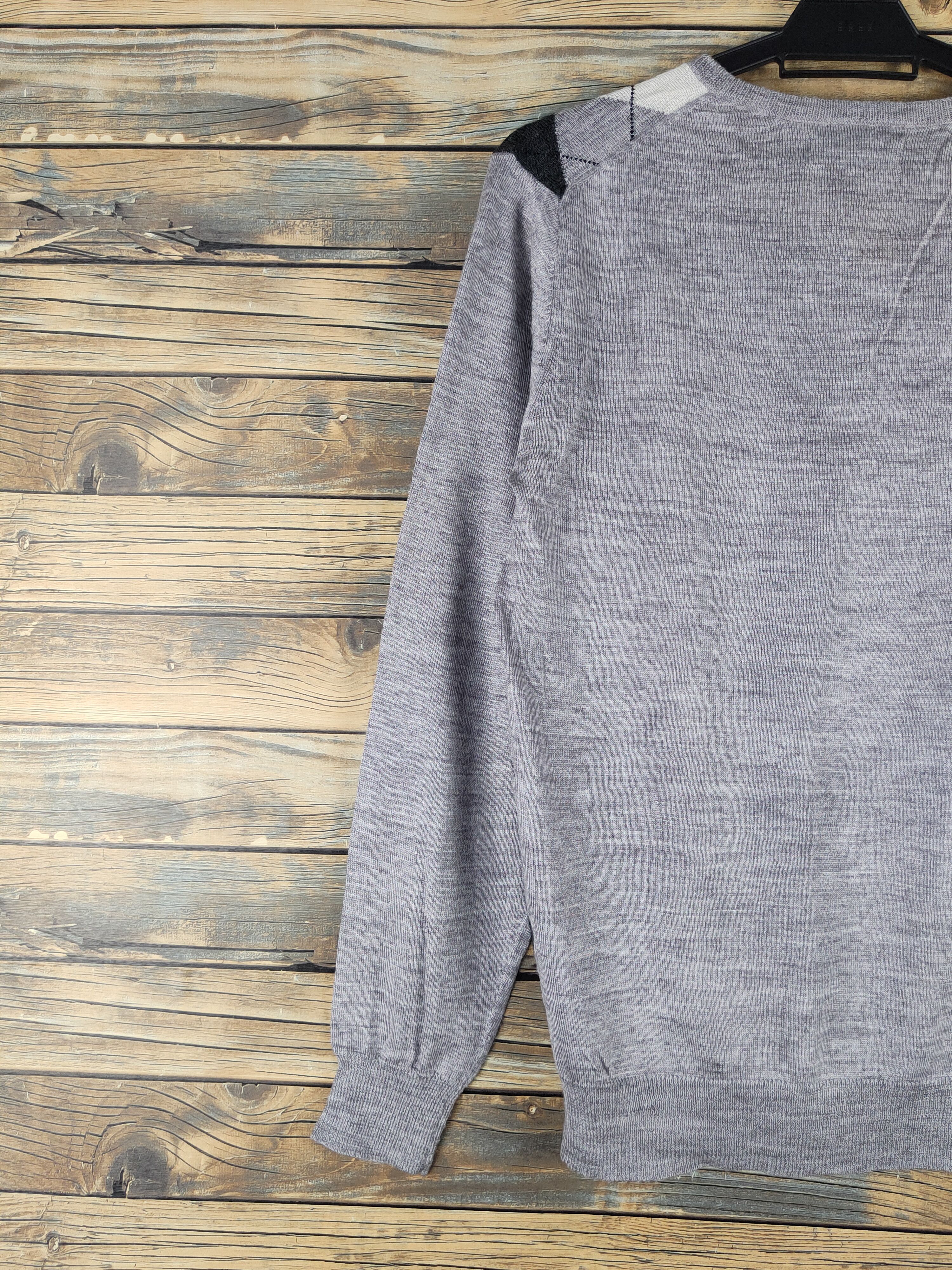 Comme Ca Ism Comme Ca Ism Gray V-Neck Argyle Knitwear Sweatshirts #W1193 Size US M / EU 48-50 / 2 - 8 Thumbnail
