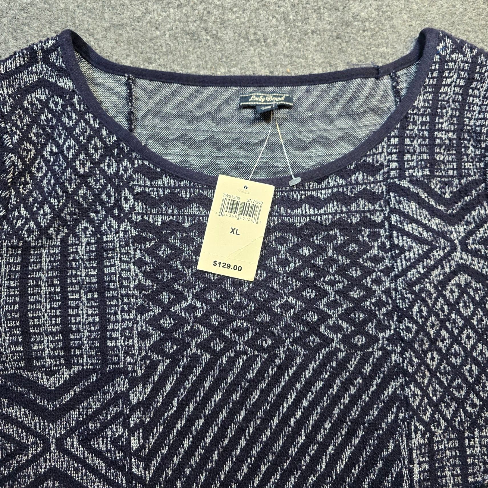 Lucky Brand Lucky Brand Dress Womens XL Blue Knit Fringe Western Skein Sweater Midweight Geometric Num Era? Size XL / US 12-14 / IT 48-50 - 2 Thumbnail