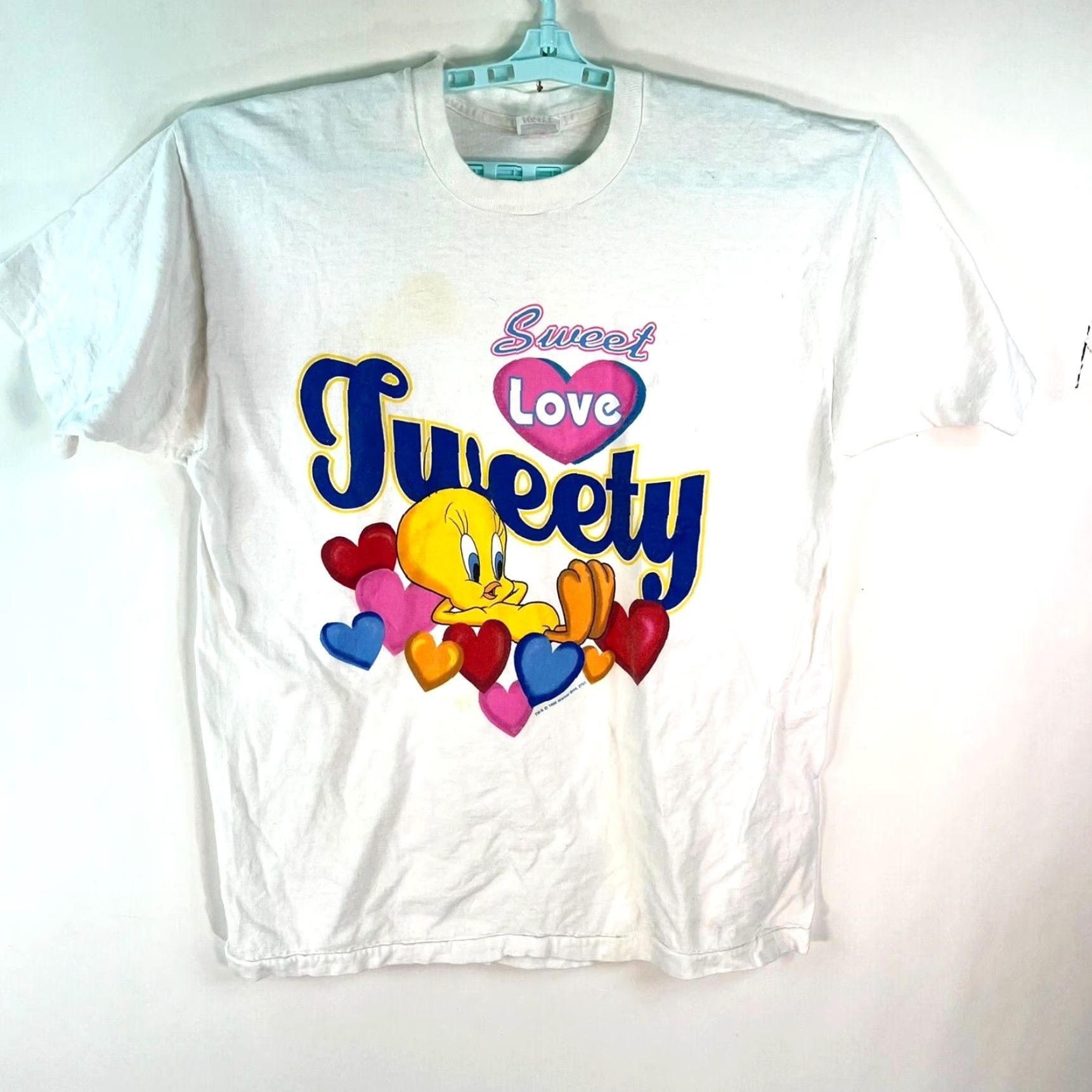 Fruit Of The Loom VINTAGE Tweety 1996 FOL Tag Mens Sweet Love Graphic White T-Shirt XL Cotton Fruit of the Loom Shirt Mens XL White Graphic Tweety 90s Love Size US XL / EU 56 / 4 - 2 Thumbnail