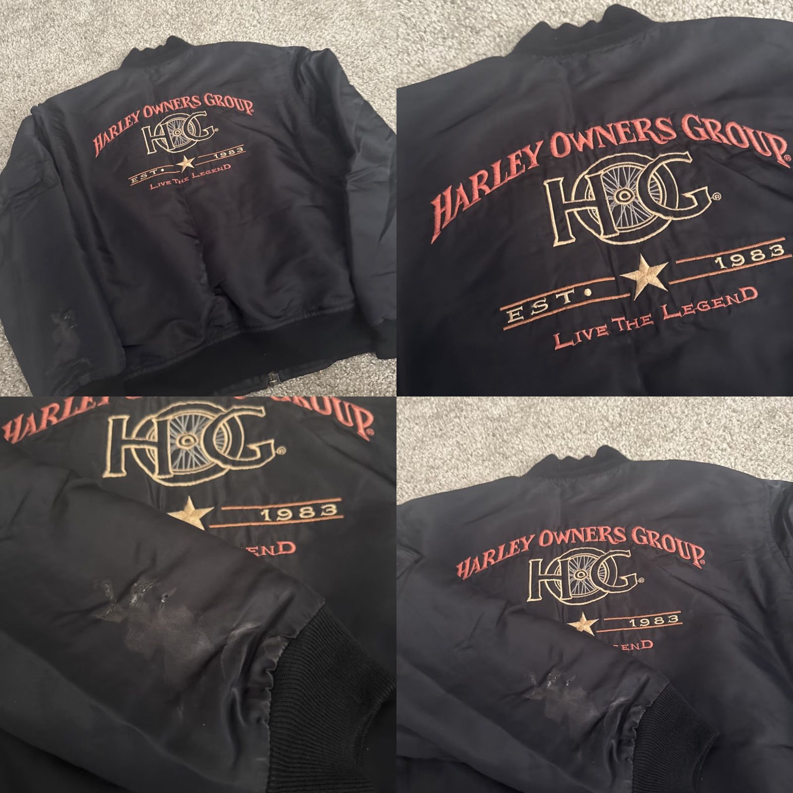 Harley Davidson VINTAGE Harley-Davidson Owners Group Bomber Jacket Black Small Mens Size US S / EU 44-46 / 1 - 8 Thumbnail