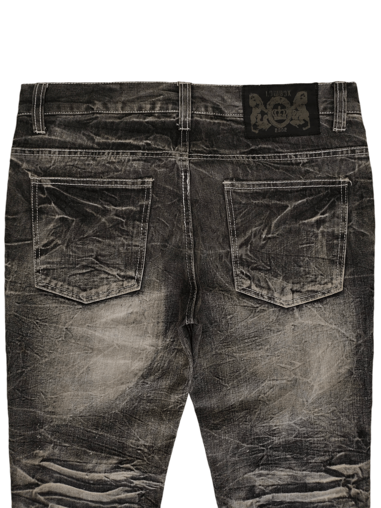 LOWBOX Vintage Y2k Lowbox Clawmark Distress Faded Patchwork Jeans Size US 34 / EU 50 - 13 Thumbnail