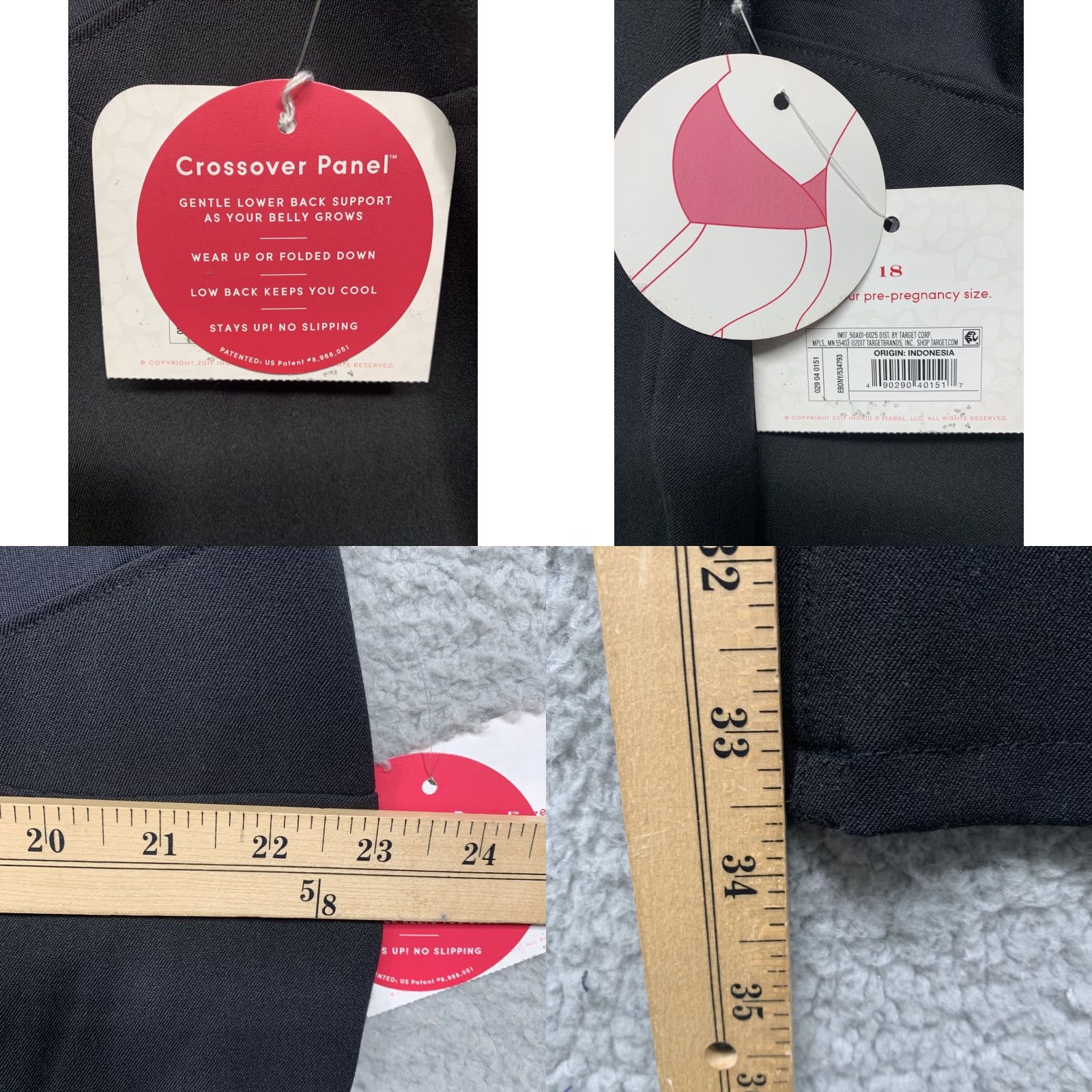 Vintage Isabel Maternity Pants Size 18 Black NWT Crossover Panel Lower Back Support Bootcut Stretch—Ingrid & Isabel Women’s Pants 18 Maternity Black NWT Size 40" / US 18 - 8 Thumbnail