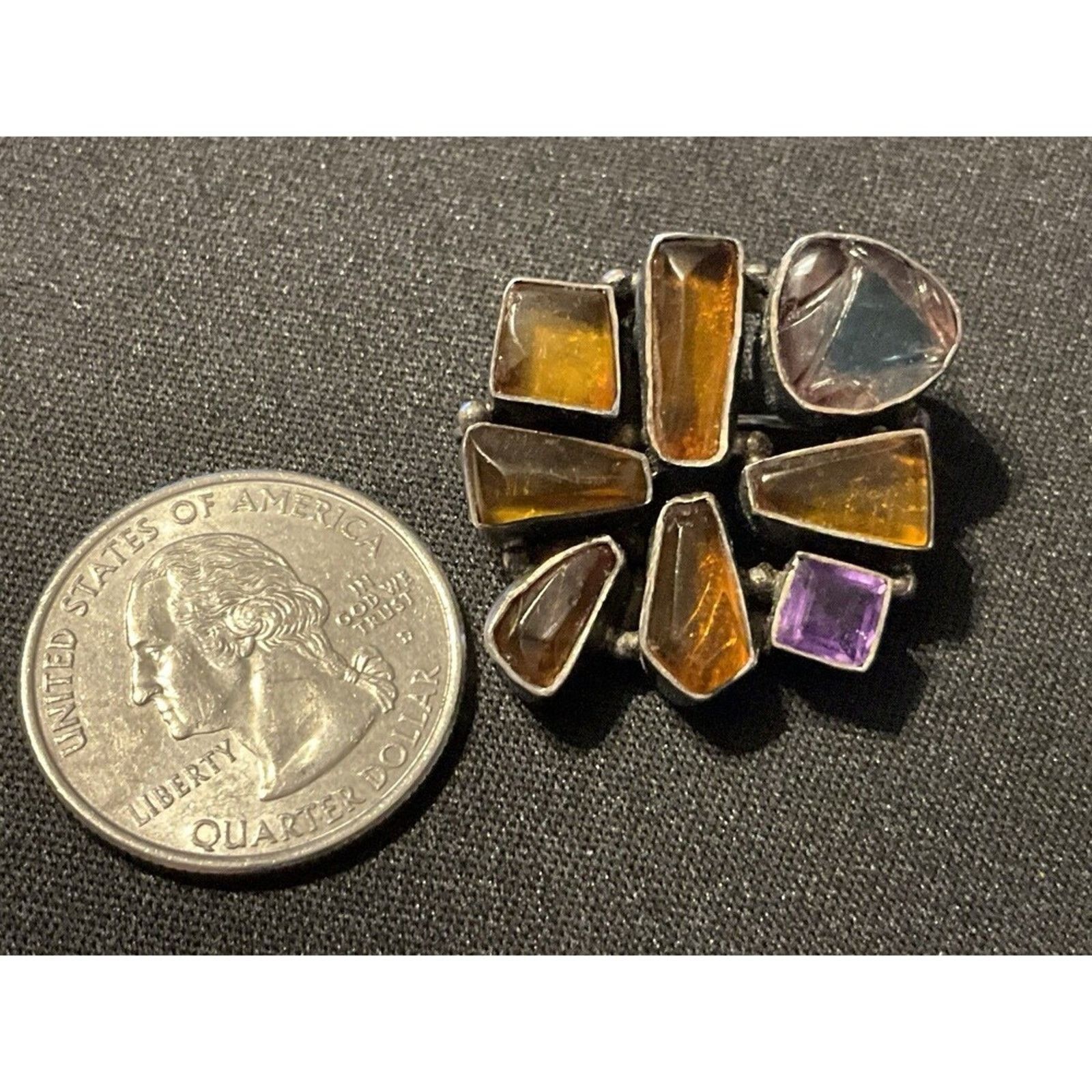 Other Artizan Made Vintage Amber Brooch, Abstract Tested 925 Size ONE SIZE - 3 Thumbnail