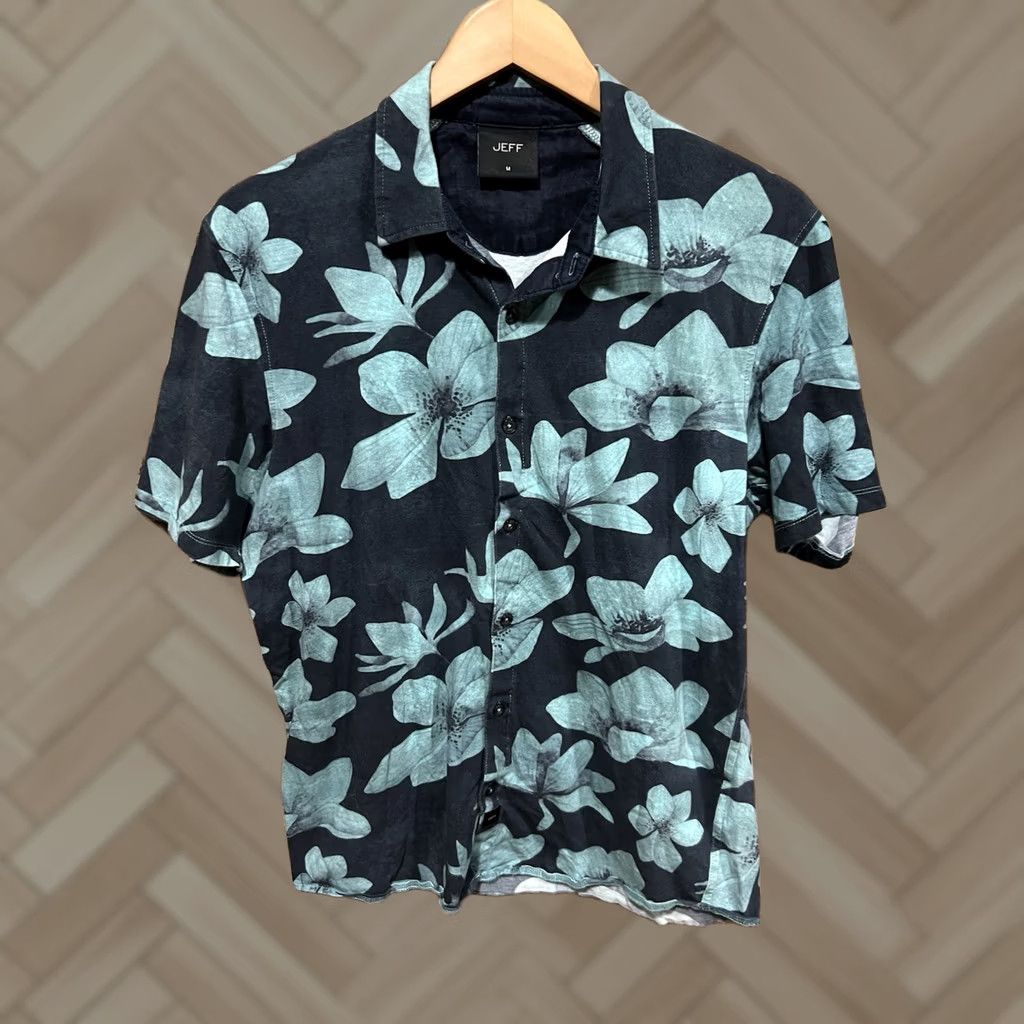 Vintage JEFF Shirt Mens Medium Premium Floral Green Short Sleeve Button Up Size US M / EU 48-50 / 2 - 1 Thumbnail