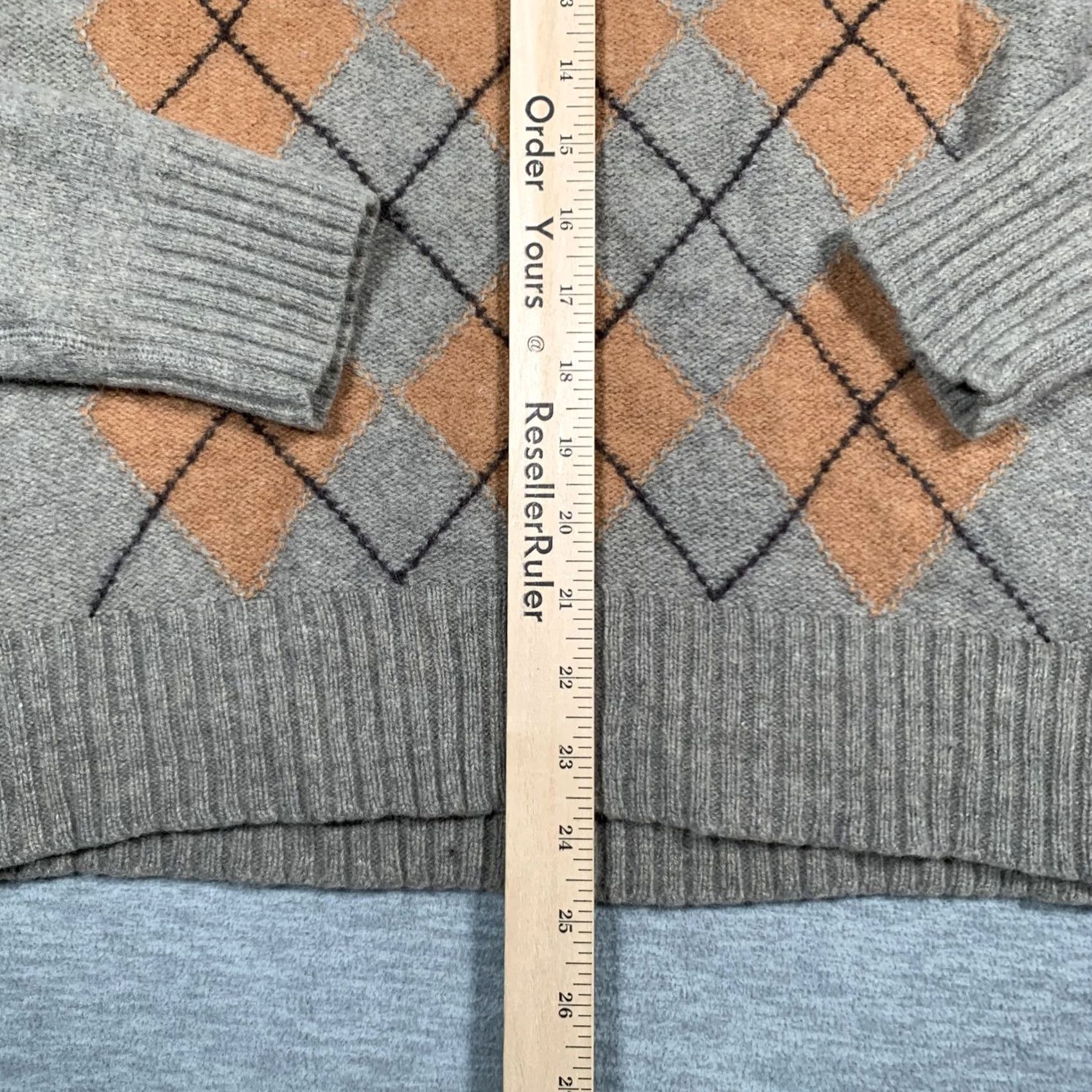 Banana Republic Banana Republic Sweater Mens Large Gray Orange Argyle Wool Blend Pullover Size US L / EU 52-54 / 3 - 7 Thumbnail