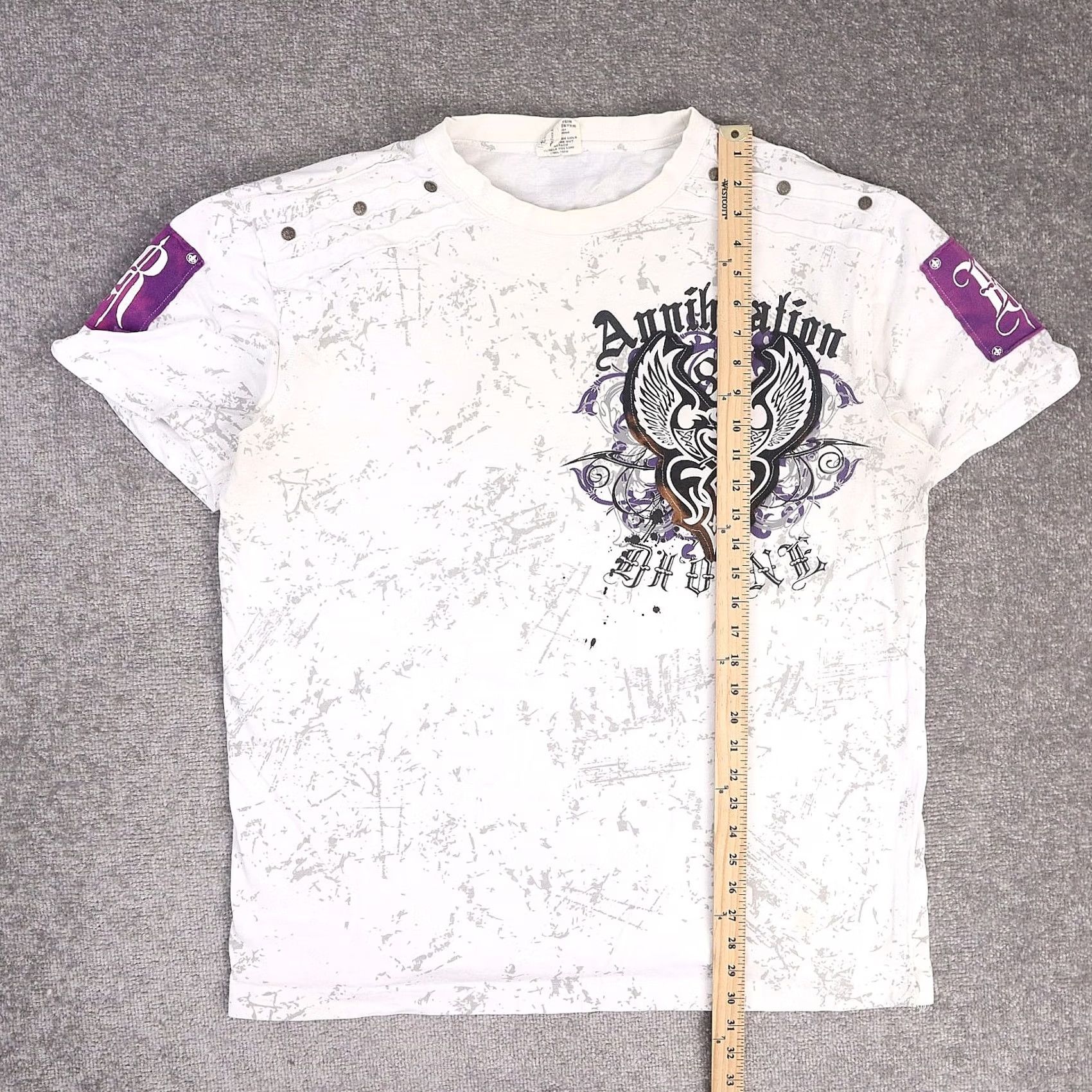 Vintage VINTAGE Raw Blue Y2K Annihilation Grunge Wings White Short Sleeve T-Shirt 2XL Mens Size US XXL / EU 58 / 5 - 2 Thumbnail