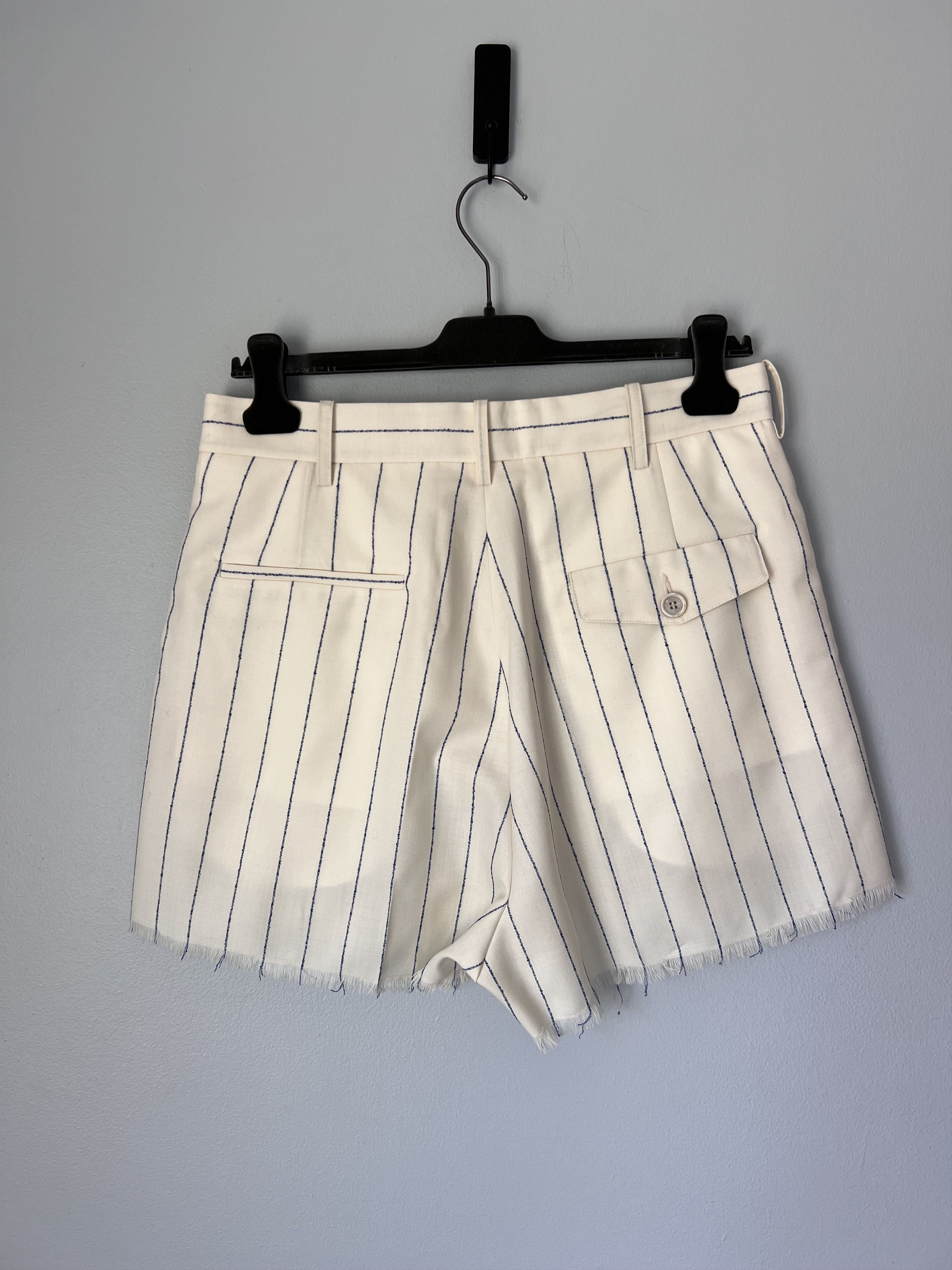 Marni Marni Pinstripe Frayed Mini Shorts in White Size US 32 / EU 48 - 3 Thumbnail
