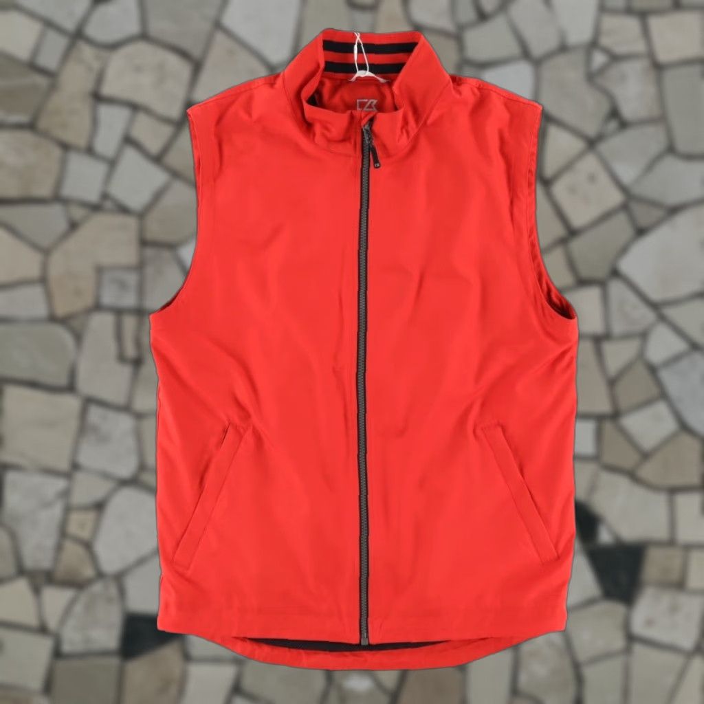 Cutter & Buck Cutter & Buck Weathertech Golf Vest Jacket Red Men's S Shirt Jacket Weathertech Mock Vest, Sleeveless, Polyester, Solid, Relaxed Fit, White? Size US S / EU 44-46 / 1 - 1 Thumbnail