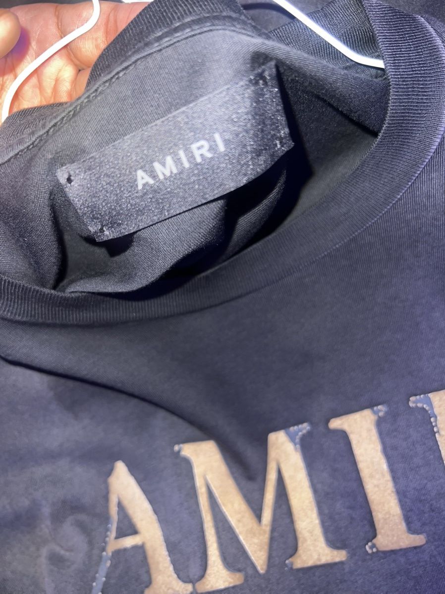 Amiri Amiri Faded Black Distressed MA Bar Logo T-Shirt Size US S / EU 44-46 / 1 - 3 Thumbnail