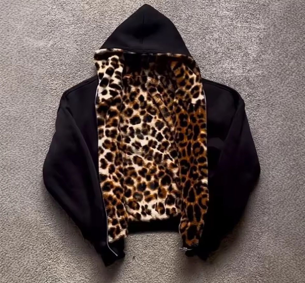 Other Fashion Y2K Retro Ins Leopard Double Sided Cross Zip Hoodies Size US M / EU 48-50 / 2 - 2 Thumbnail