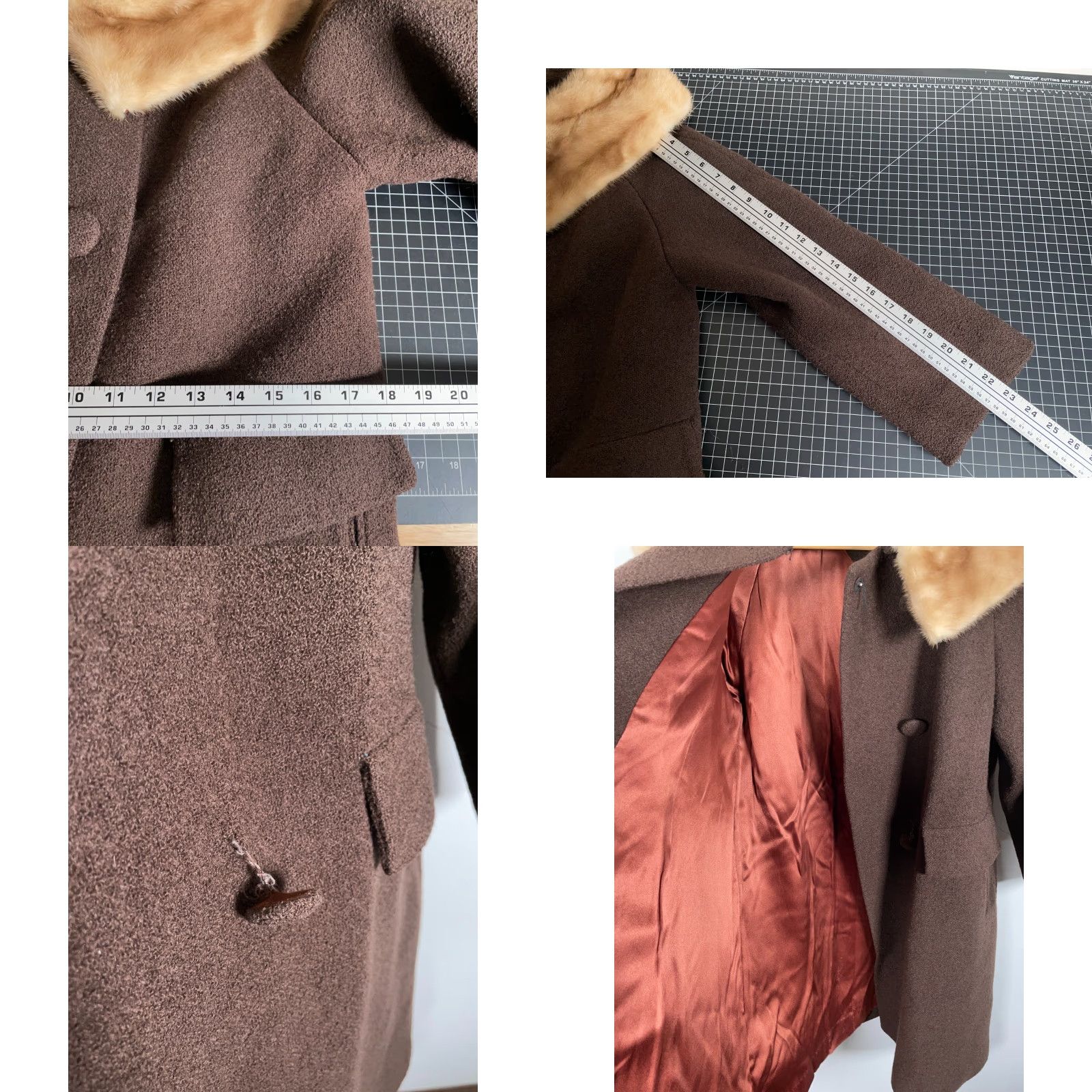 Vintage VINTAGE Bickler Forstmann Wool Coat Women's Small Overcoat 60s Brown Fur Collar Classic Retro Lined Pockets Swing Coat - Casual Womens Small Brown Size S / US 4 / IT 40 - 8 Thumbnail
